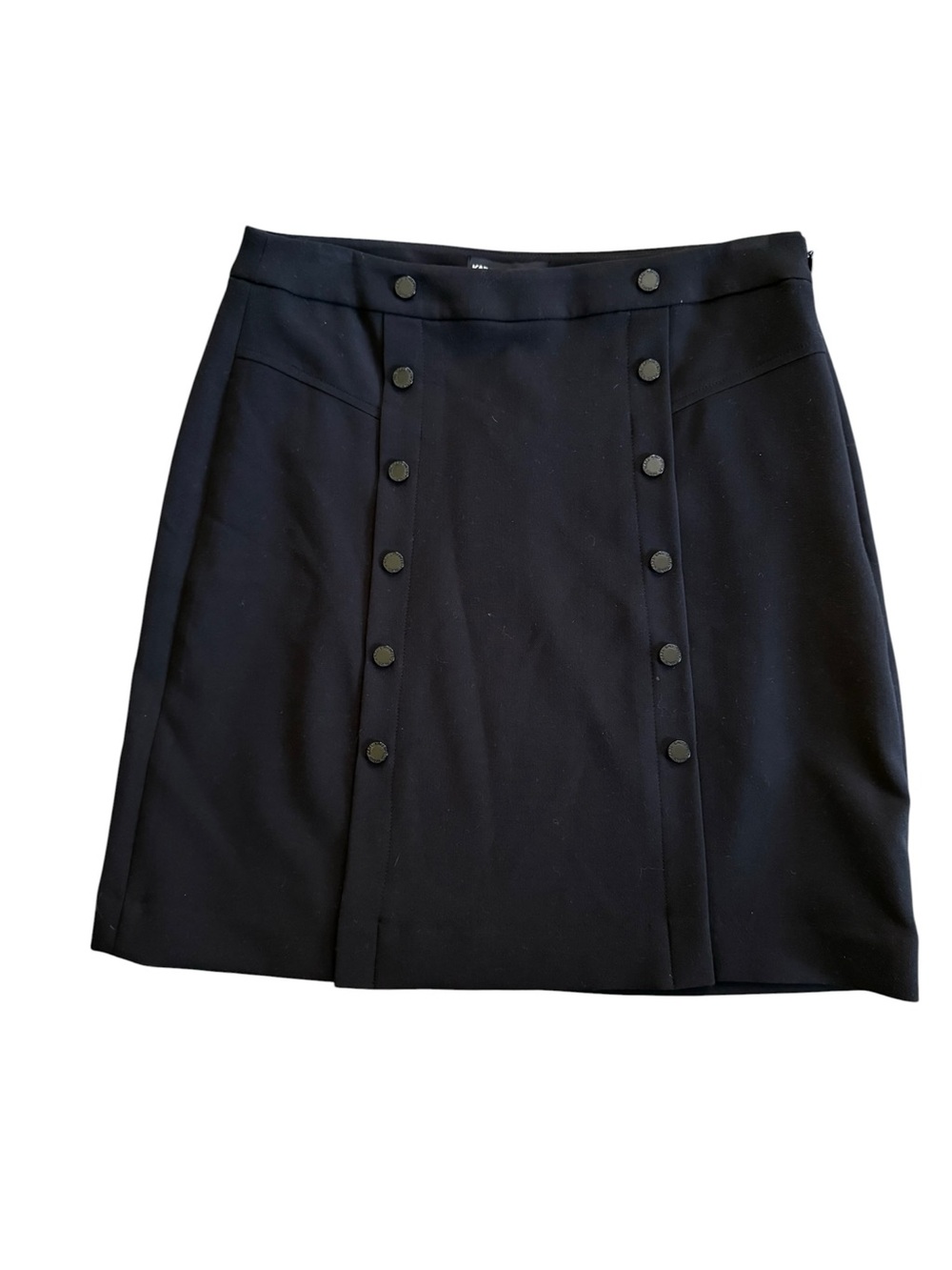 Karl Lagerfeld Black Mini Skirt with Dual Button Panels  NWT